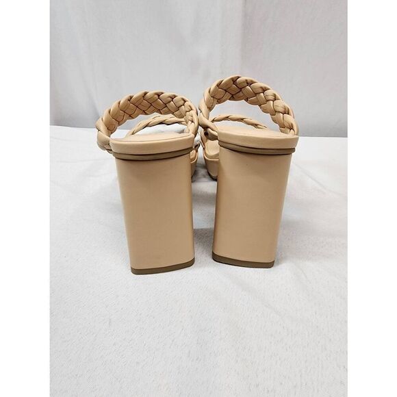 DREAM PAIRS Size 11 Nude Two Braided Strap Platform Heels Sandals Block Heel - Picture 3 of 9